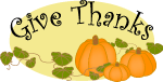 give thanks graphic with pumpkins