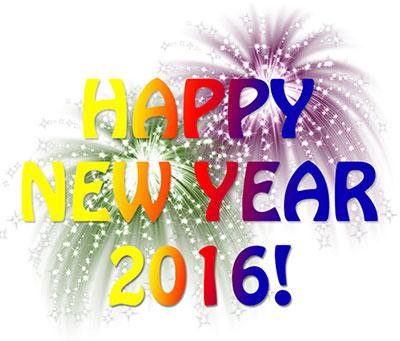 Happy New Year 2016 with fireworks